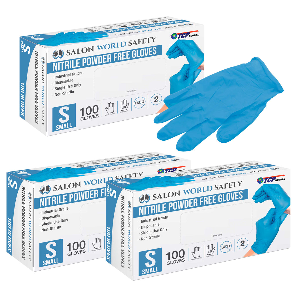 salonworldsafety Nitrile of 3.5 Small, Thick Boxes Mil Blue Gloves, | - 100 3 Disposable